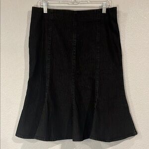 Y2K vintage Nicole by Nicole Miller black stretch denim flounce skirt  8